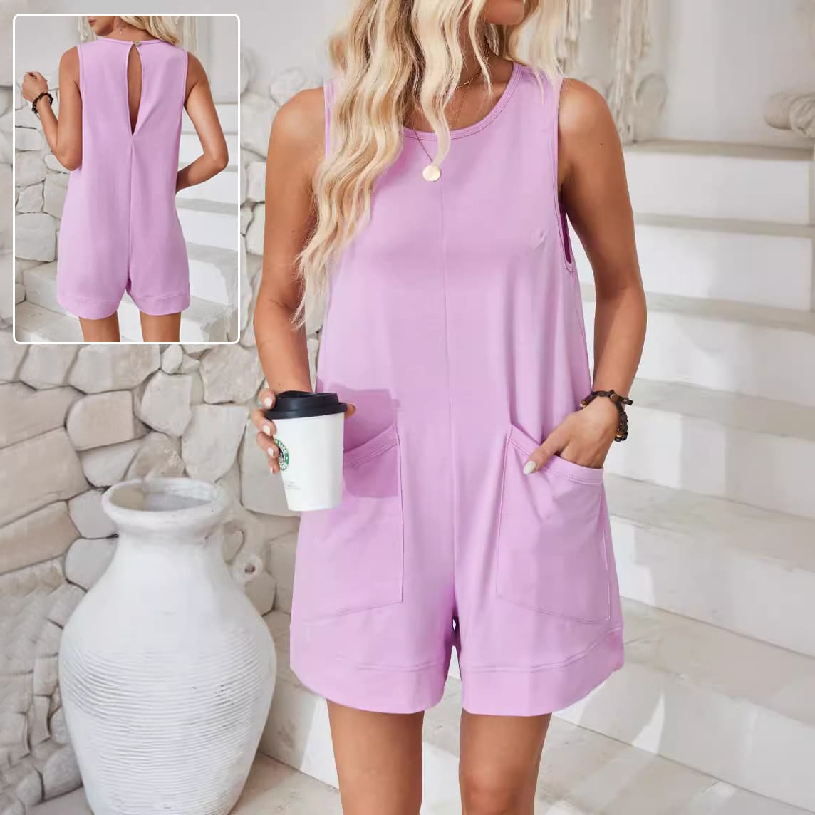 Women's Sleeveless Summer Jumpsuit with Pockets — image 1